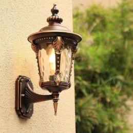 Luminária de parede europeia retrô para exterior, à prova d'água, esculpida, jardim, varanda, pátio