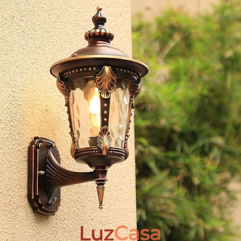 Luminária de parede europeia retrô para exterior, à prova d'água, esculpida, jardim, varanda, pátio