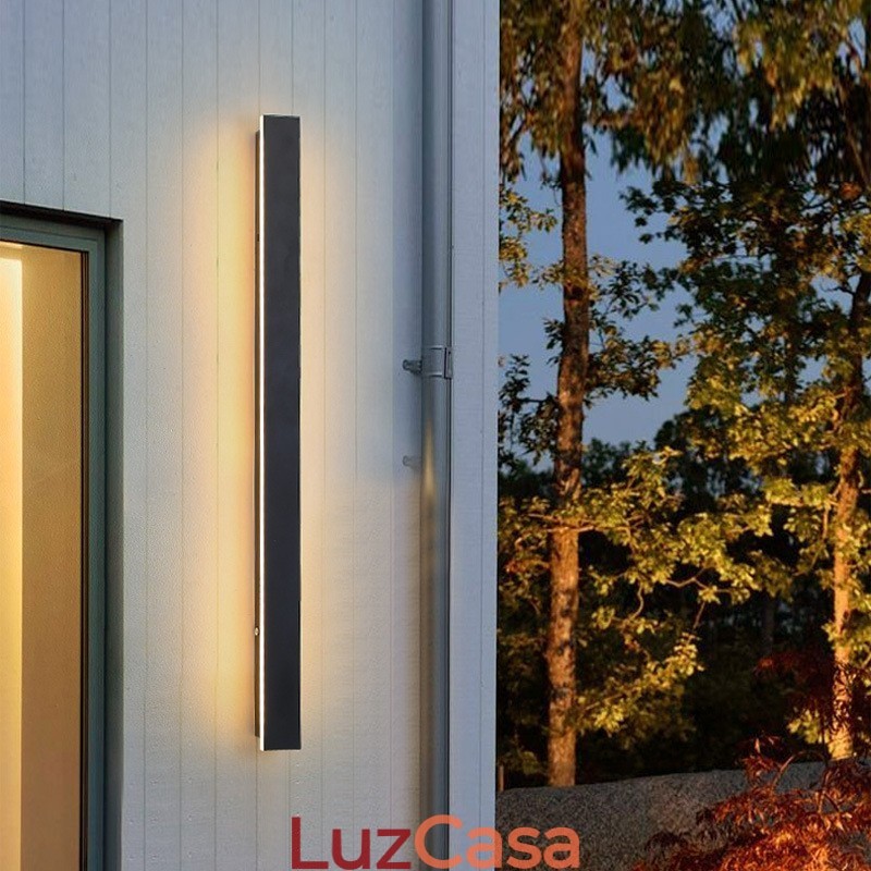 Luminária de parede contemporânea moderna e longa para áreas externas, arandela, luz de parede IP 44 para varanda, pátio, jardim