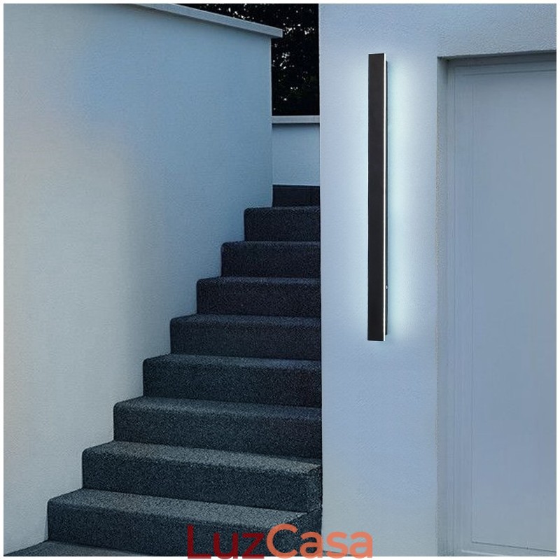 Luminária de parede contemporânea moderna e longa para áreas externas, arandela, luz de parede IP 44 para varanda, pátio, jardim