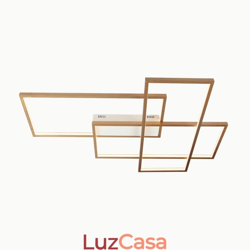Luminária de teto moderna, contemporânea, dourada, em alumínio, com controle remoto, para sala de estar, quarto (também pode ser usada como luminária de parede)