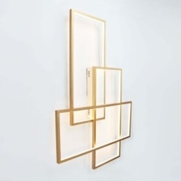 Luminária de teto moderna, contemporânea, dourada, em alumínio, com controle remoto, para sala de estar, quarto (também pode ser usada como luminária de parede)