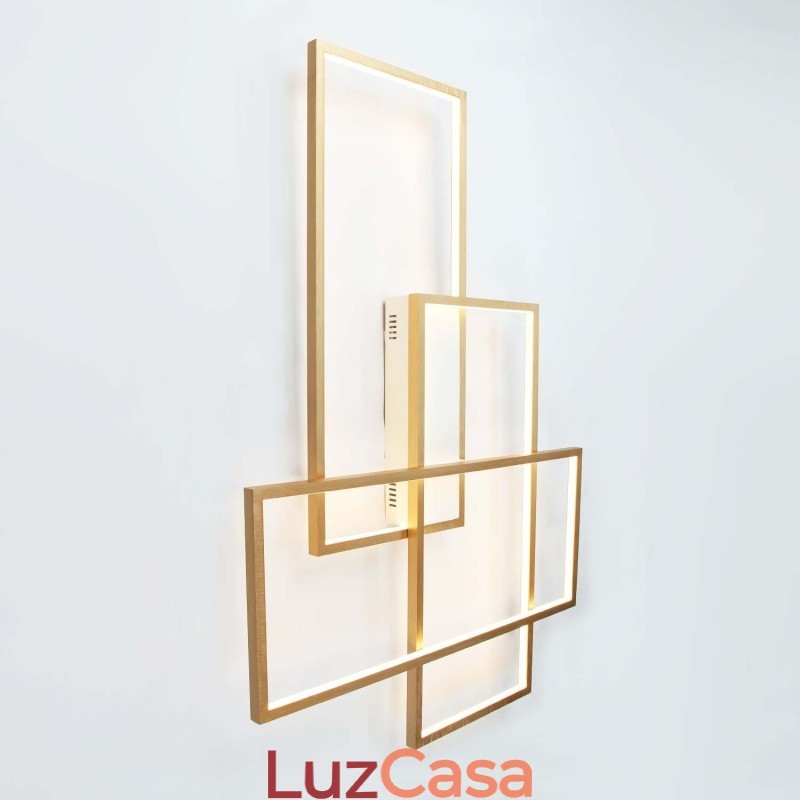 Luminária de teto moderna, contemporânea, dourada, em alumínio, com controle remoto, para sala de estar, quarto (também pode ser usada como luminária de parede)