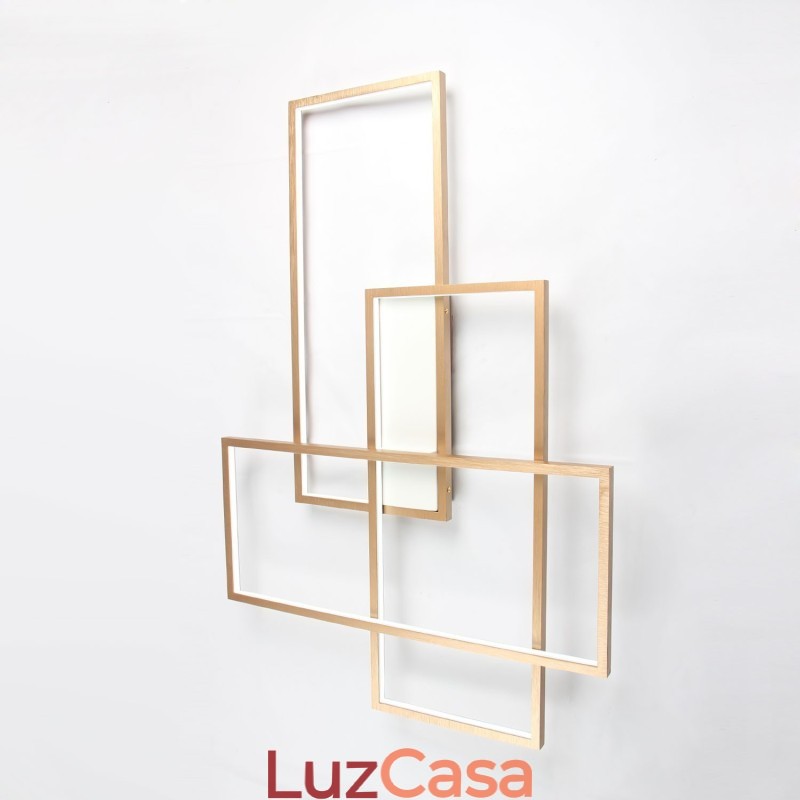 Luminária de teto moderna, contemporânea, dourada, em alumínio, com controle remoto, para sala de estar, quarto (também pode ser usada como luminária de parede)