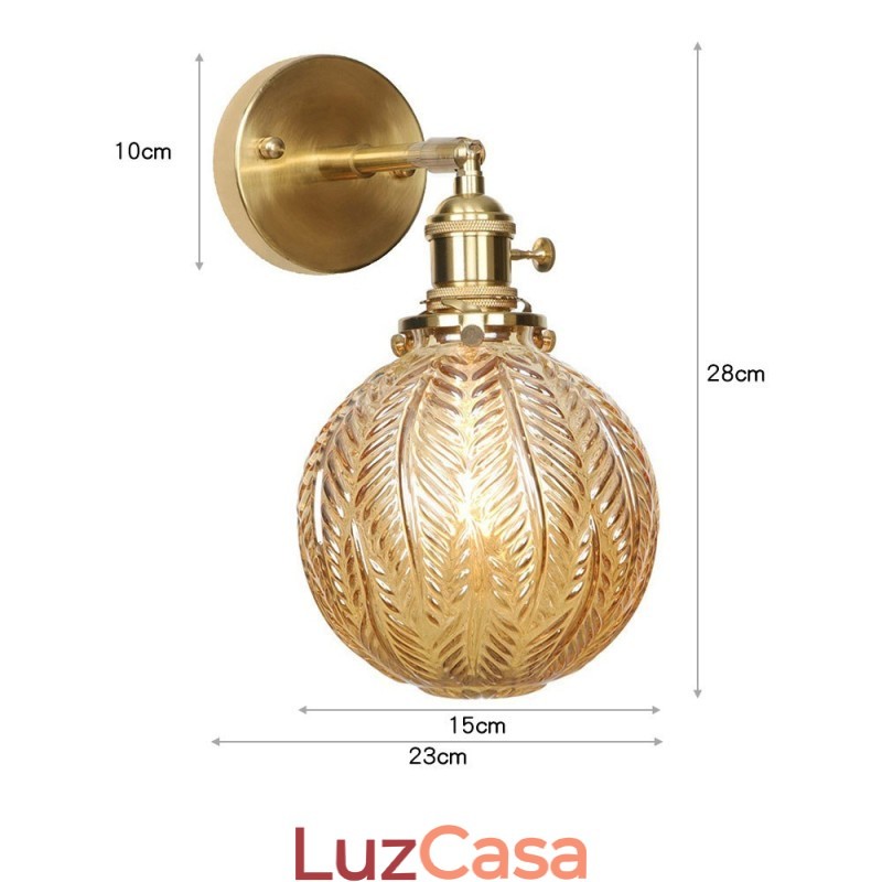 Luminária de parede moderna em formato de feijão com cúpula de vidro esférica