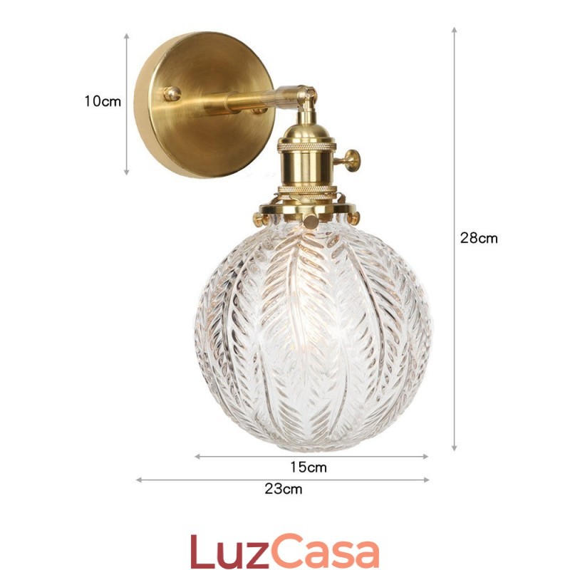 Luminária de parede moderna em formato de feijão com cúpula de vidro esférica