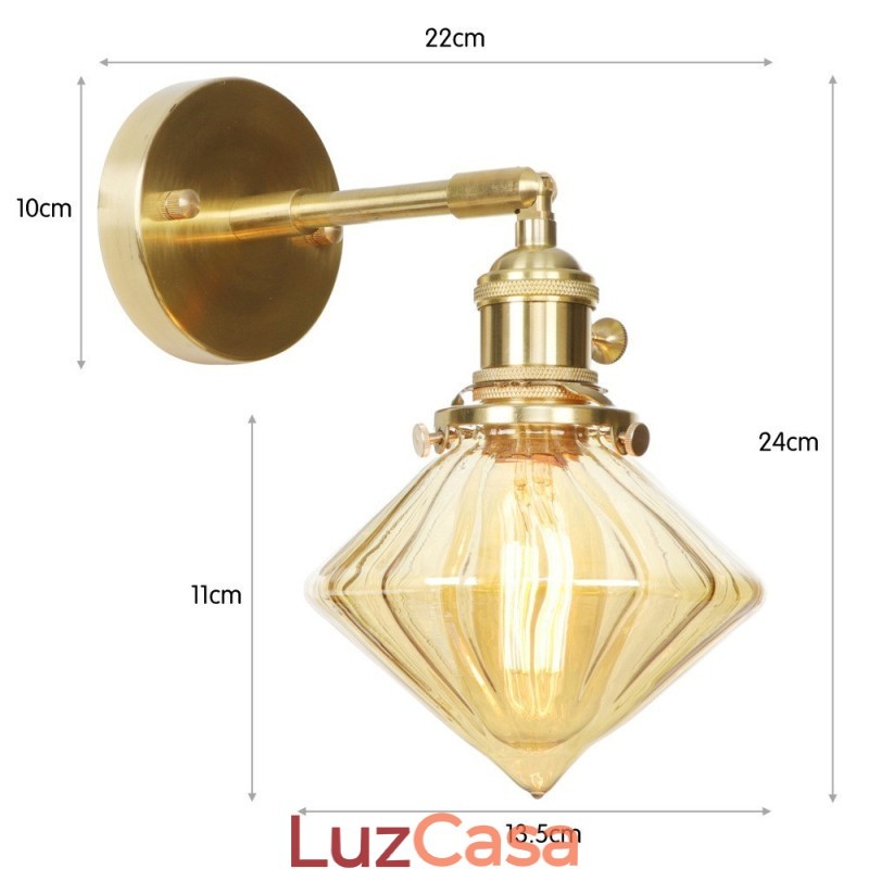 Luminária de parede moderna com cúpula de vidro