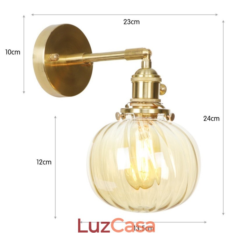 Luminária de parede moderna em formato de feijão com cúpula de vidro esférica