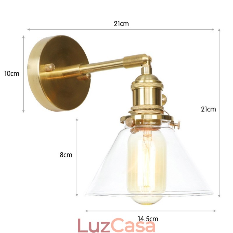Luminária de parede moderna com cúpula de vidro