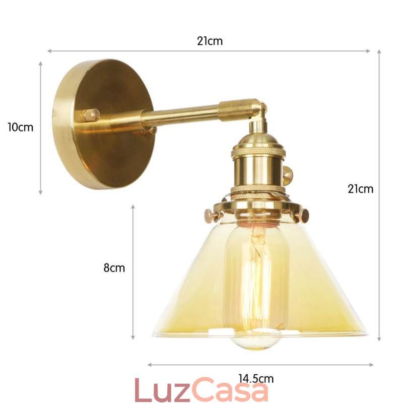 Luminária de parede moderna com cúpula de vidro