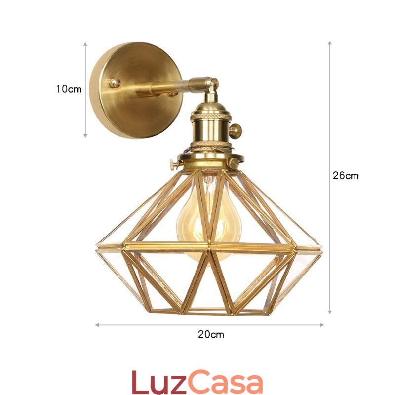 Luminária de parede moderna com cúpula de vidro