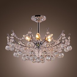 Lustre de cristal luxuoso com 6 luzes pendentes