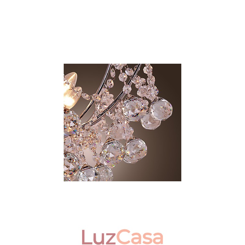 Lustre de cristal luxuoso com 6 luzes pendentes