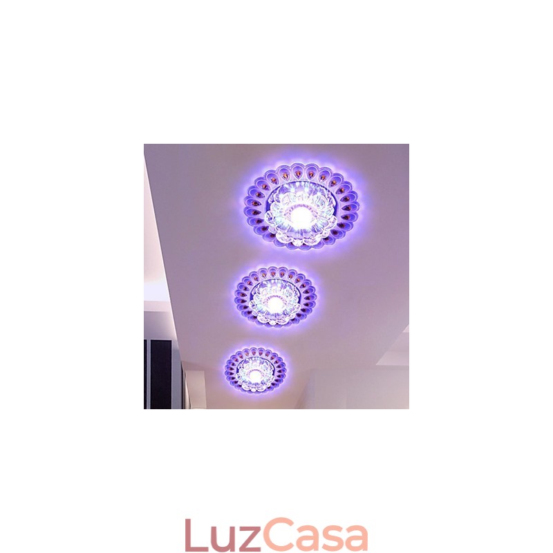 Luminária de teto de cristal Spotlight SMD 3W Lâmpada criativa Tubo de luz colorida Luz de cúpula colorida
