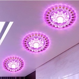 Luminária de teto de cristal Spotlight SMD 3W Lâmpada criativa Tubo de luz colorida Luz de cúpula colorida