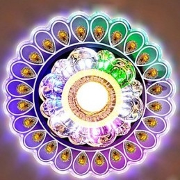 Luminária de teto de cristal Spotlight SMD 3W Lâmpada criativa Tubo de luz colorida Luz de cúpula colorida