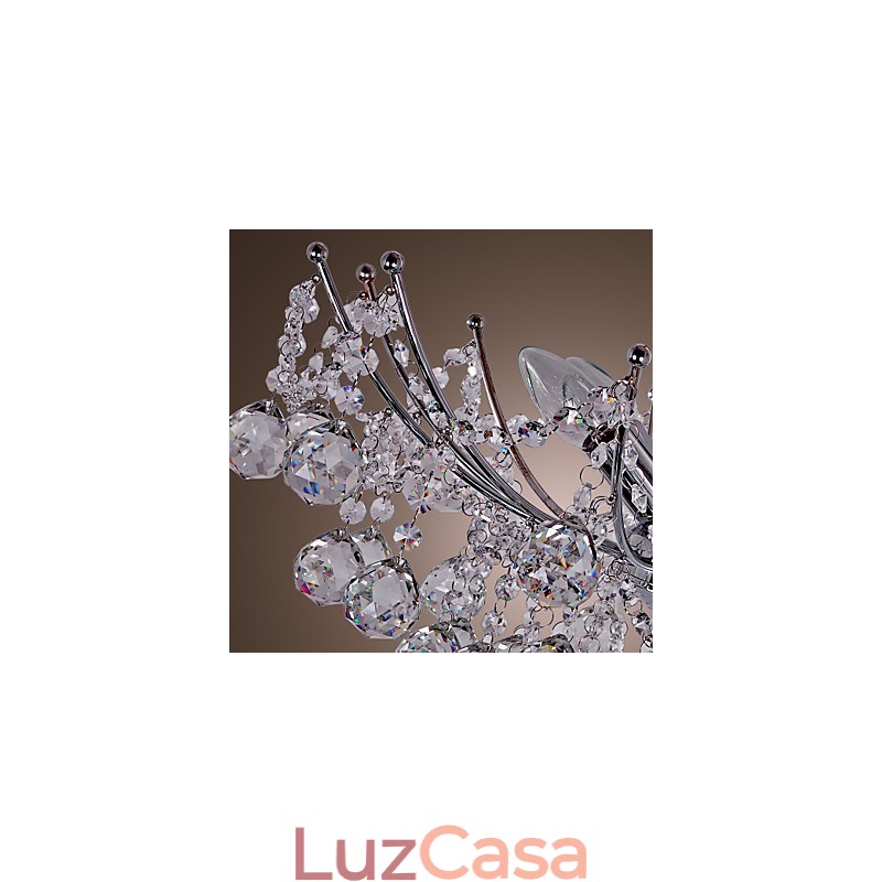 Lustre de cristal luxuoso com 6 luzes pendentes
