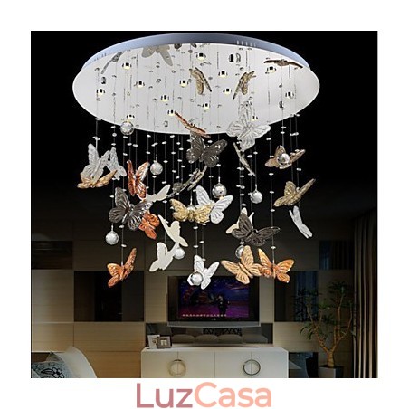Luminária de Cristal Circular Borboleta Luminária de Cristal Luminária de Cristal Circular Borboleta Luminária de Cristal