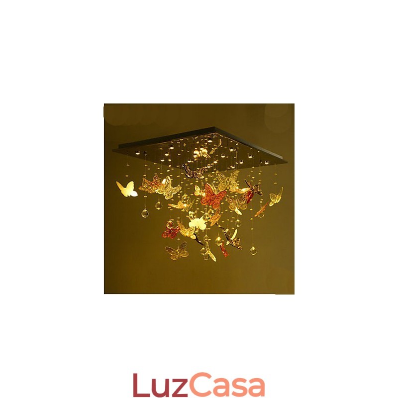 Luminária de Cristal Circular Borboleta Luminária de Cristal