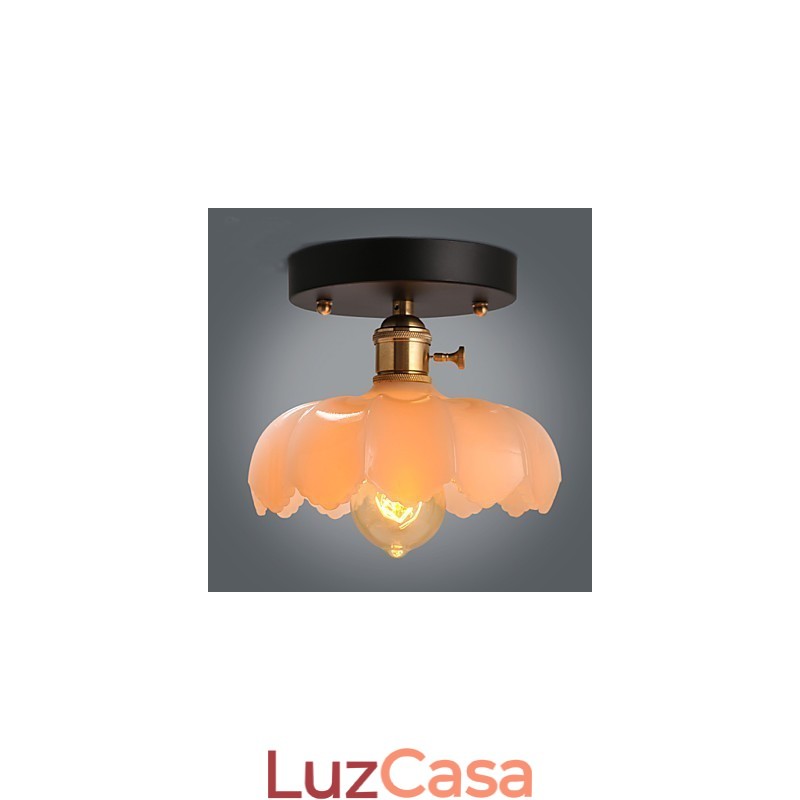 Luminária de teto de vidro com luzes retrô embutidas