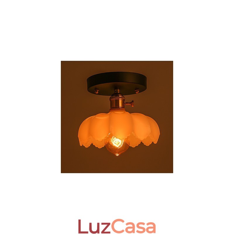 Luminária de teto de vidro com luzes retrô embutidas
