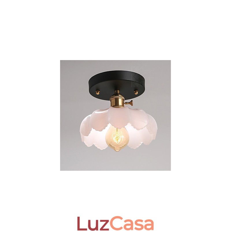 Luminária de teto de vidro com luzes retrô embutidas