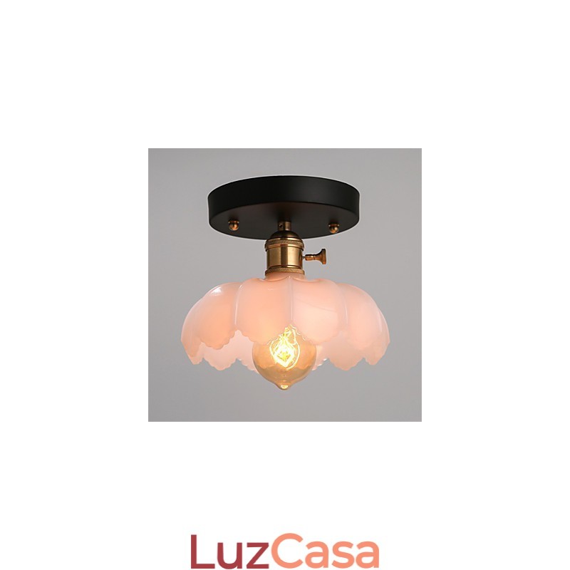 Luminária de teto de vidro com luzes retrô embutidas