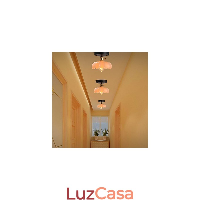 Luminária de teto de vidro com luzes retrô embutidas