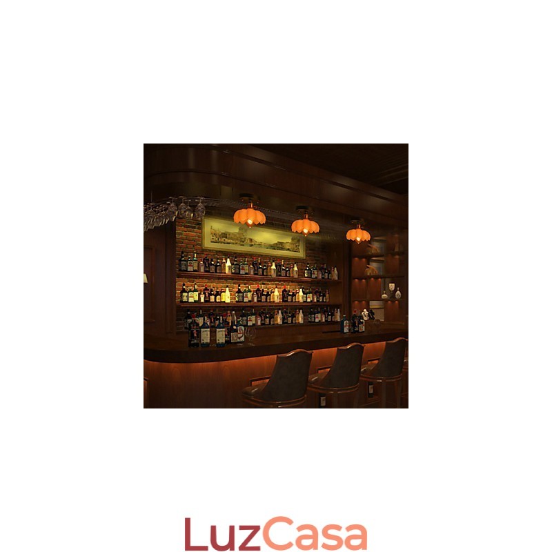 Luminária de teto de vidro com luzes retrô embutidas
