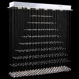 Luminárias de lustre de cristal retangulares, luminárias de teto suspensas