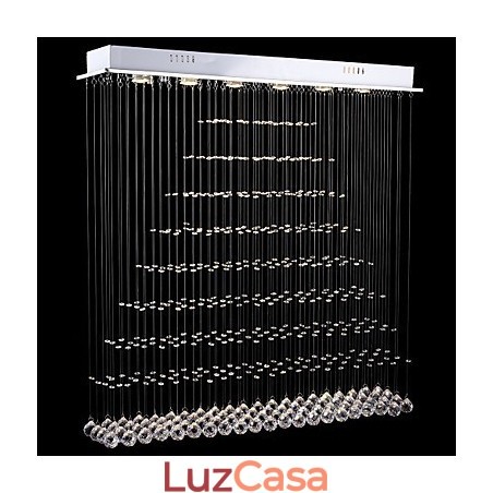 Luminárias de lustre de cristal retangulares, luminárias de teto suspensas Luminárias de lustre de cristal retangulares, luminárias de teto suspensas