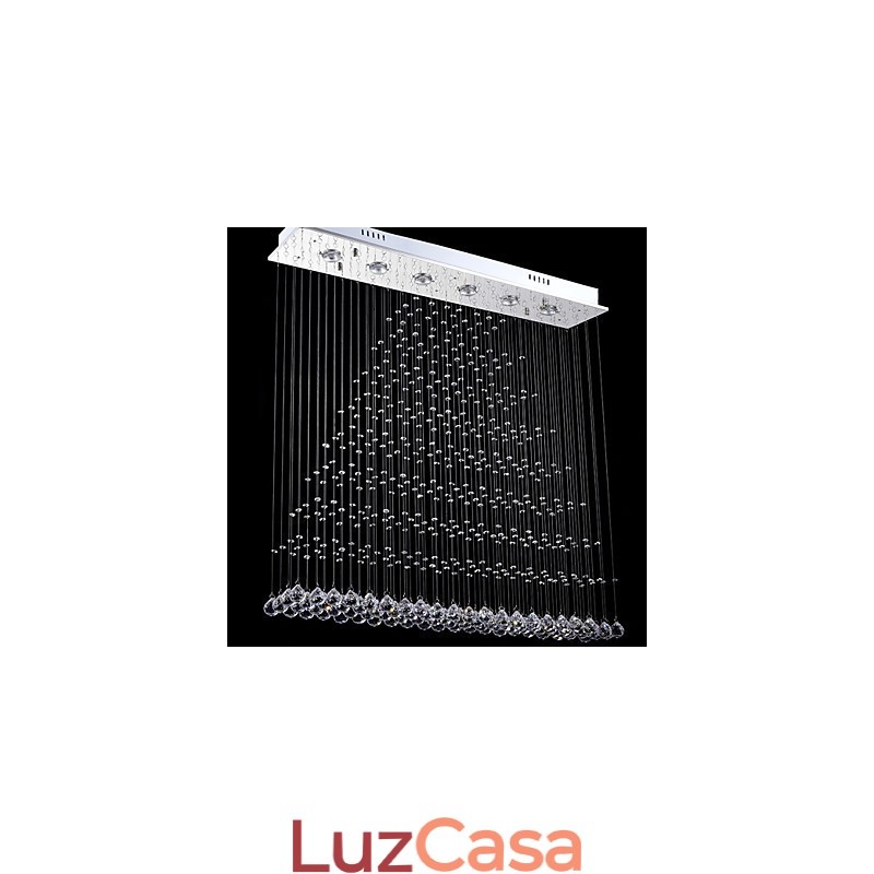 Luminárias de lustre de cristal retangulares, luminárias de teto suspensas