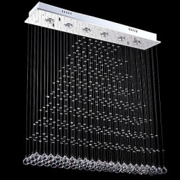 Luminárias de lustre de cristal retangulares, luminárias de teto suspensas