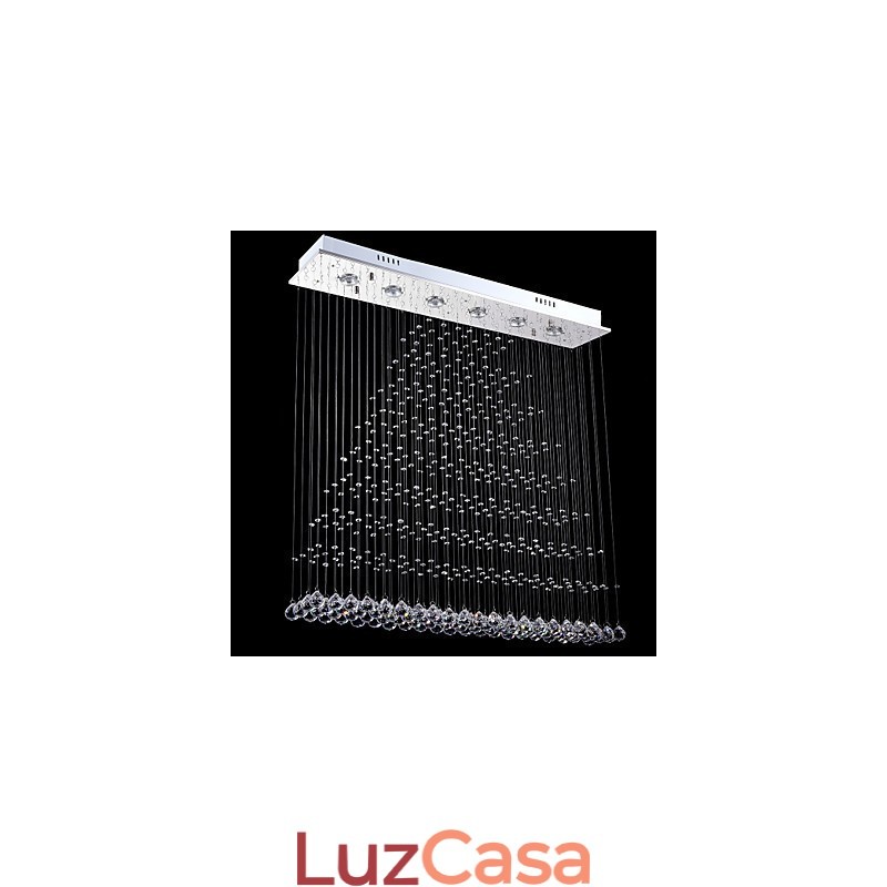 Luminárias de lustre de cristal retangulares, luminárias de teto suspensas