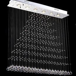 Luminárias de lustre de cristal retangulares, luminárias de teto suspensas