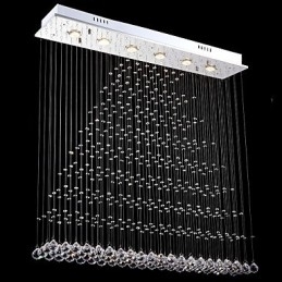 Luminárias de lustre de cristal retangulares, luminárias de teto suspensas