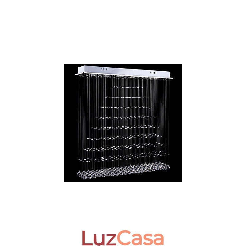 Luminárias de lustre de cristal retangulares, luminárias de teto suspensas
