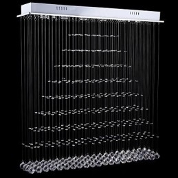 Luminárias de lustre de cristal retangulares, luminárias de teto suspensas