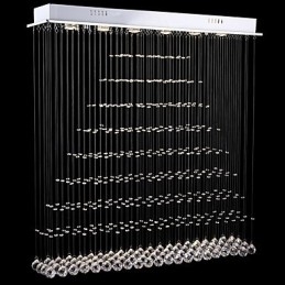 Luminárias de lustre de cristal retangulares, luminárias de teto suspensas