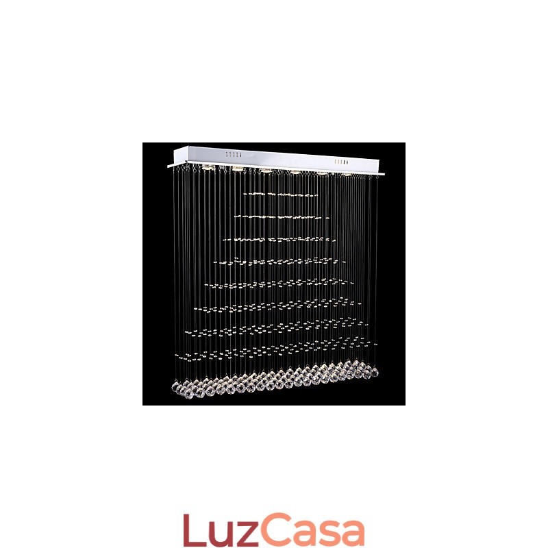 Luminárias de lustre de cristal retangulares, luminárias de teto suspensas