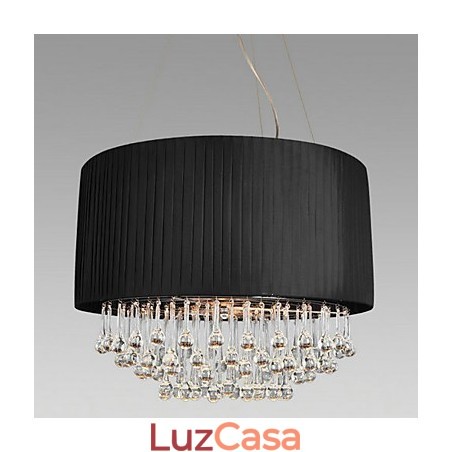 Luminária de teto de cristal com 5 luzes em tecido preto Luminária de teto de cristal com 5 luzes em tecido preto