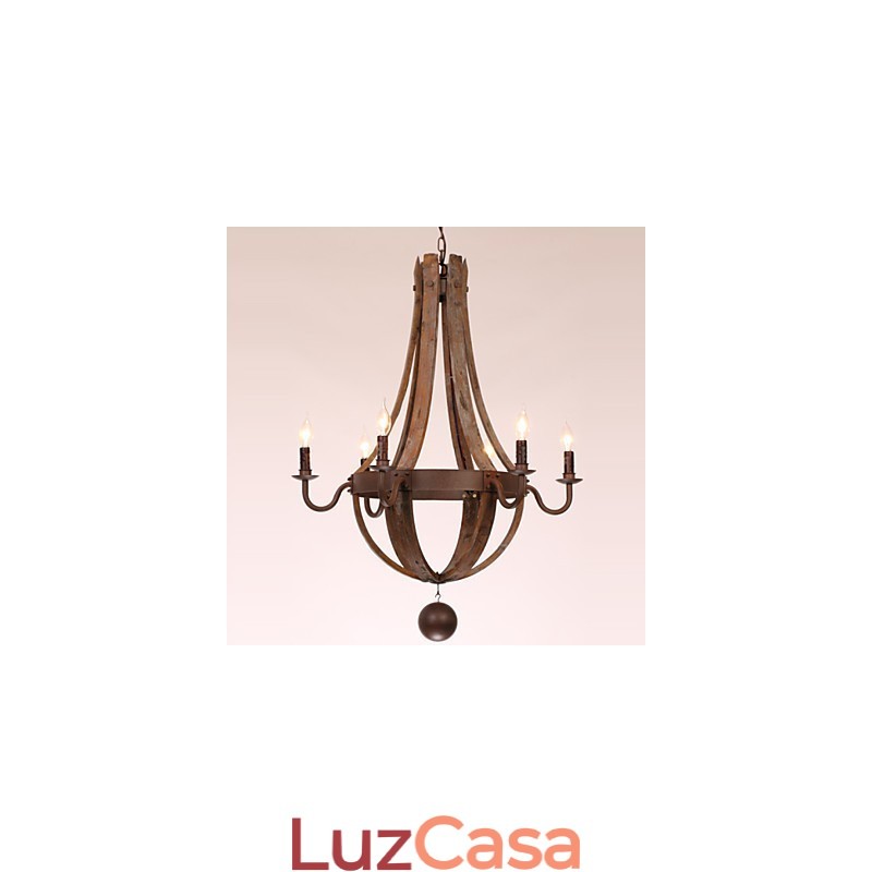 Lustre 6 luzes Vintage Retro Country Living Jantar Garagem Metal