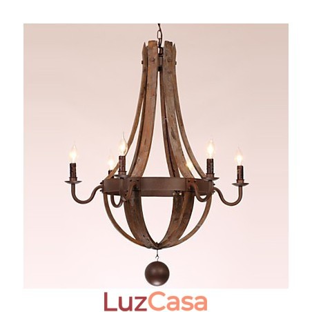 Lustre 6 luzes Vintage Retro Country Living Jantar Garagem Metal Lustre 6 luzes Vintage Retro Country Living Jantar Garagem Metal