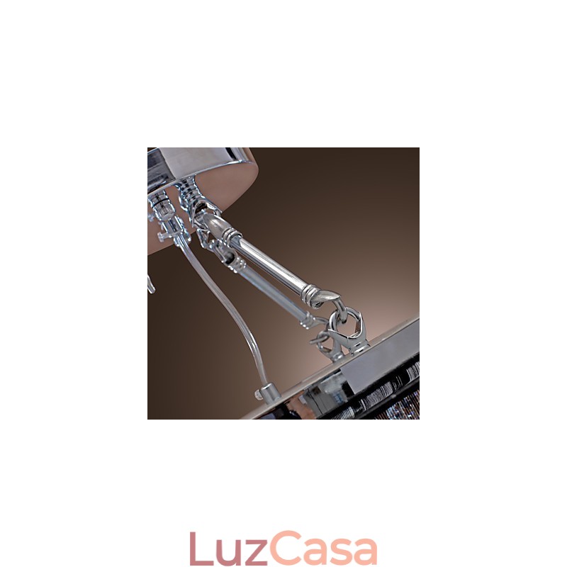 Luminária de parede de cristal moderna embutida com 5 luzes e abajur de tecido preto