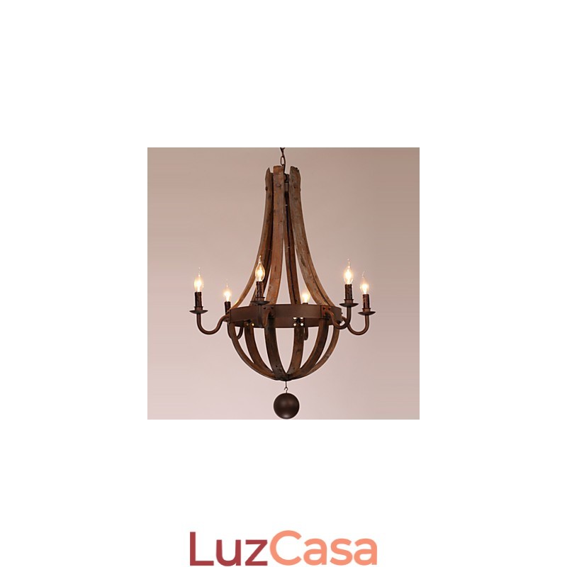 Lustre 6 luzes Vintage Retro Country Living Jantar Garagem Metal