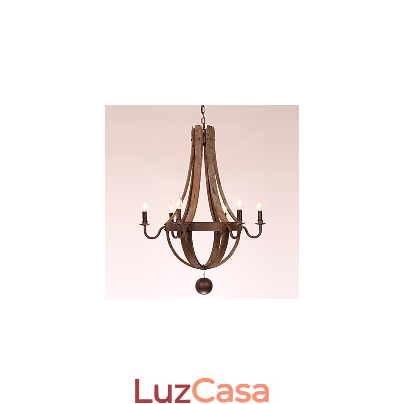 Lustre 6 luzes Vintage Retro Country Living Jantar Garagem Metal