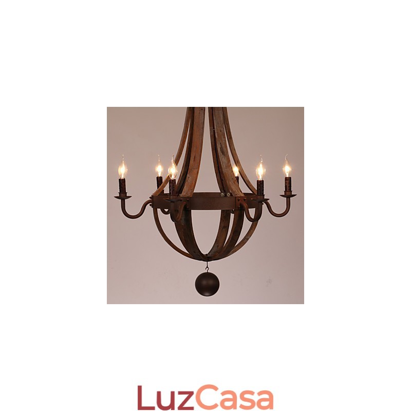 Lustre 6 luzes Vintage Retro Country Living Jantar Garagem Metal
