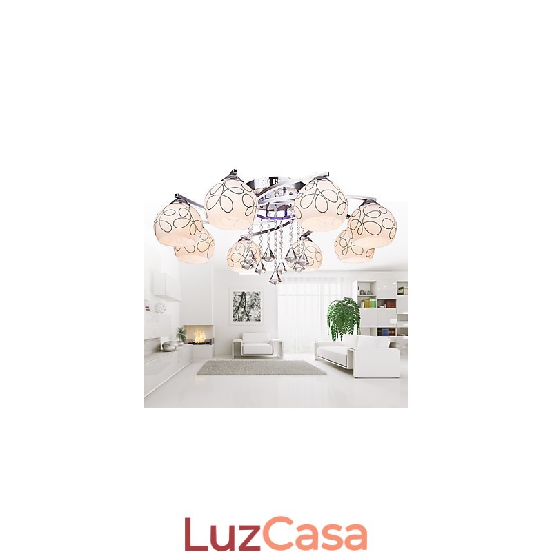 Lustre Moderno Cristal Living 8 luzes