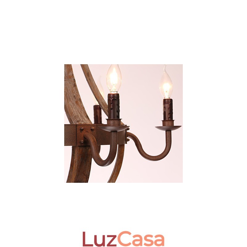 Lustre 6 luzes Vintage Retro Country Living Jantar Garagem Metal