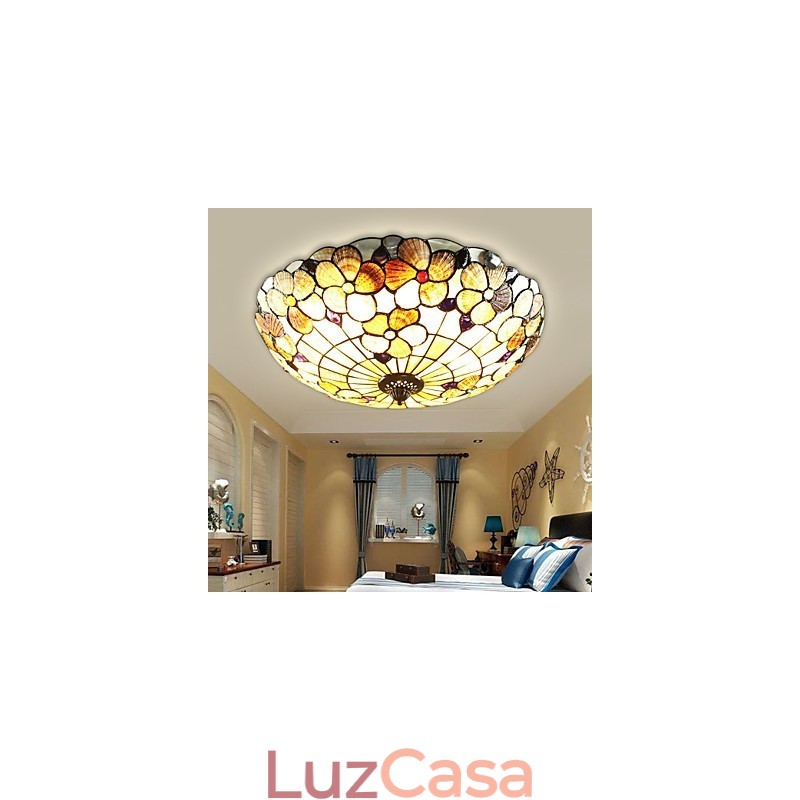 Conchas do Mar Mediterrâneo Absorvem Luz de Cúpula Chaminé Rural 50 Cm de Diâmetro